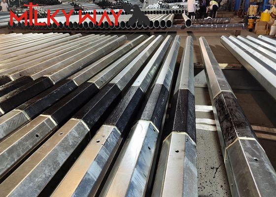 1250 Dan 11.8M 8 साइड्स इलेक्ट्रिकल पावर पोल 4 मिमी मोटाई प्रत्यक्ष दफन ASTM A123 गैल्वनाइजेशन मानक