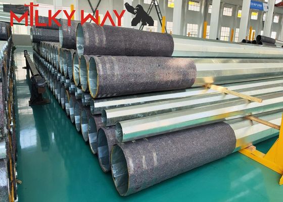 1250 Dan 11.8M 8 साइड्स इलेक्ट्रिकल पावर पोल 4 मिमी मोटाई प्रत्यक्ष दफन ASTM A123 गैल्वनाइजेशन मानक