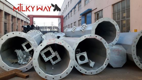 24 मीटर 32 मीटर ऊंचाई शंक्वाकार विद्युत शक्ति पोल बेस प्लेट प्रकार