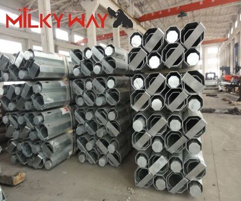 पीएफआरपी के साथ गर्म डुबकी जस्ती स्टील इलेक्ट्रिक पोल 3.8 मिमी 7.2 मिमी मोटाई 9m 11m लंबाई मलेशिया मानक