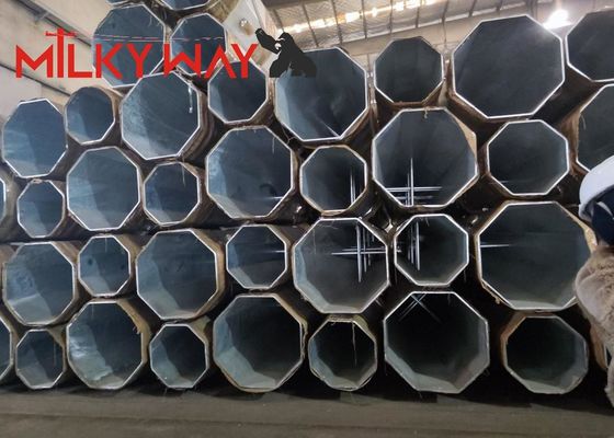 मोबाइल नेटवर्क के लिए 36 मीटर जस्ती स्टील मोनोपोल टॉवर 24kN लोड