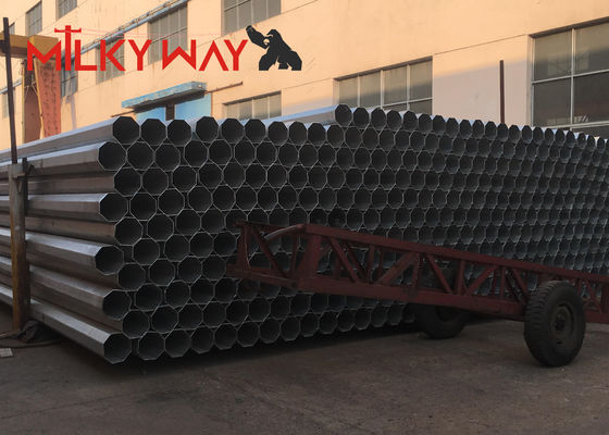 11KV 38KV हॉट डिप गैल्वेनाइज्ड इलेक्ट्रिक पावर पोल गैल्वेनाइज्ड अष्टकोणीय इलेक्ट्रिक यूटिलिटी पोल