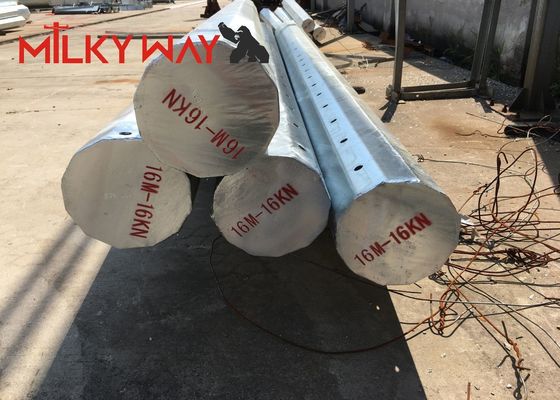 30 फीट 66kv स्टील उपयोगिता पोल के लिए पावर ट्रांसमिशन लाइन के लिए दोहरी बाहों के साथ आसान रखरखाव के लिए बनाया गया