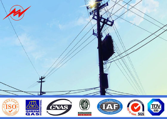 वितरण लाइन परियोजना के लिए पवन प्रूफ कॉनिकल पतला जस्ती स्टील ध्रुव