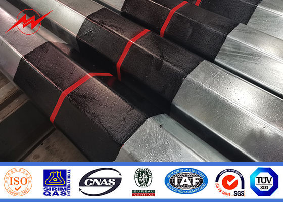 ट्रांसमिशन के लिए 9 मीटर बिटुमेन दफन प्रकार जस्ती स्टील ट्यूबलर पोल