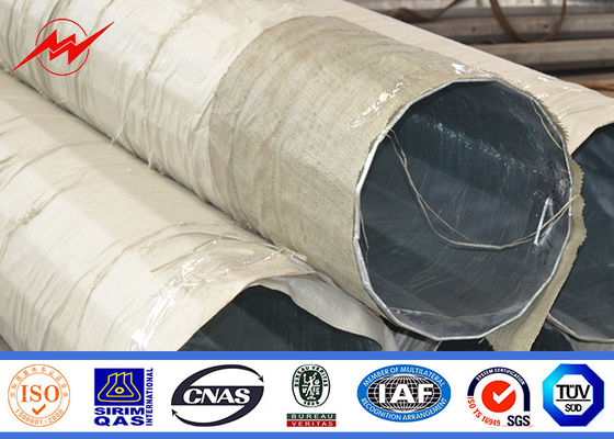 ट्रांसमिशन के लिए 60 फीट 65 फीट बिटुमेन दफन प्रकार जस्ती स्टील ट्यूबलर पोल