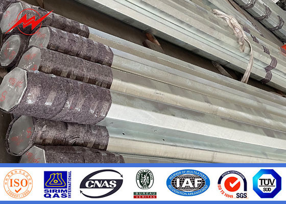 15KV 500KGF लोड अष्टकोणीय इलेक्ट्रिक पावर पोल हॉट डिप जस्ती 25FT-45FT