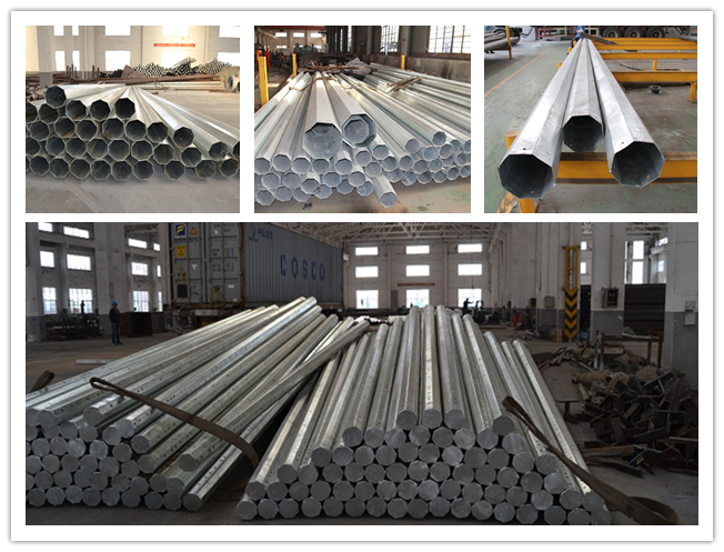 Multi Sided Single Circuit Galvanized Steel Pole For Electrical Line 132kv 0