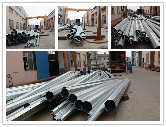 110kv Electrical Transmission Galvanized Power Pole Hexadecagonal Hot Rolled Steel 0