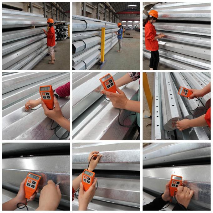 Powder Painting 12M Galvanised Steel Poles 1.8 Safety Factor Steel Transmission Poles 1