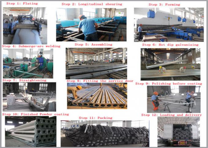 11.9m 16kn Load Electrical Power Pole 100% Welding Surface Galvanized  Treatment 2